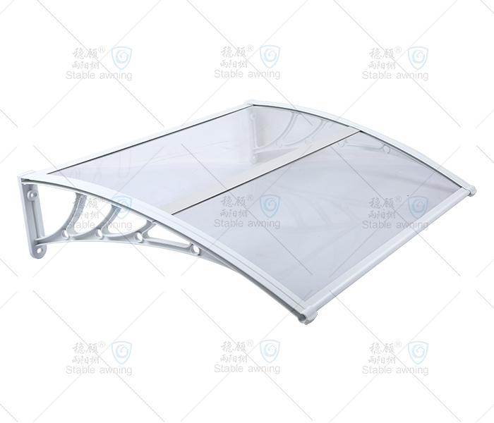 白色塑料支架透明实心板中收边门窗遮阳篷