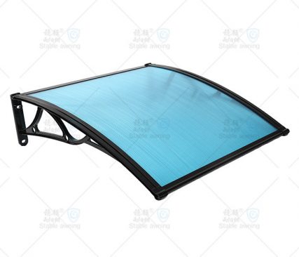 黑色铝合金支架蓝色空心板门窗遮阳篷 黑色铝合金支架蓝色空心板门窗遮阳篷