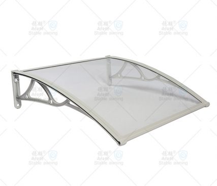 浅灰色铝合金支架透明实心板门窗遮阳篷 浅灰色铝合金支架透明实心板门窗遮阳篷