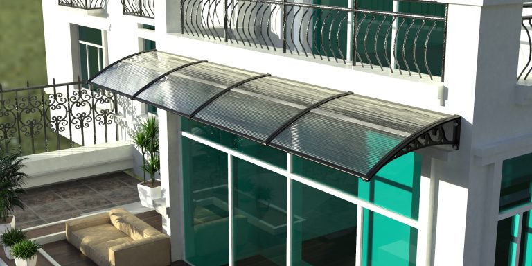 花卷款塑钢支架阳光板中收边门窗遮阳篷